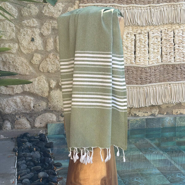 Hamamdoek, Hammam towel, Hamamtuch, Fouta, Travel Olive Green