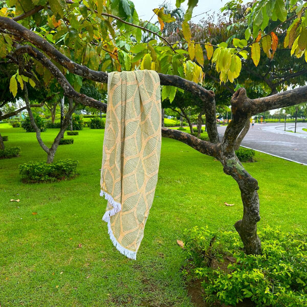 Hamamdoek Botanic Art Mustard-Green