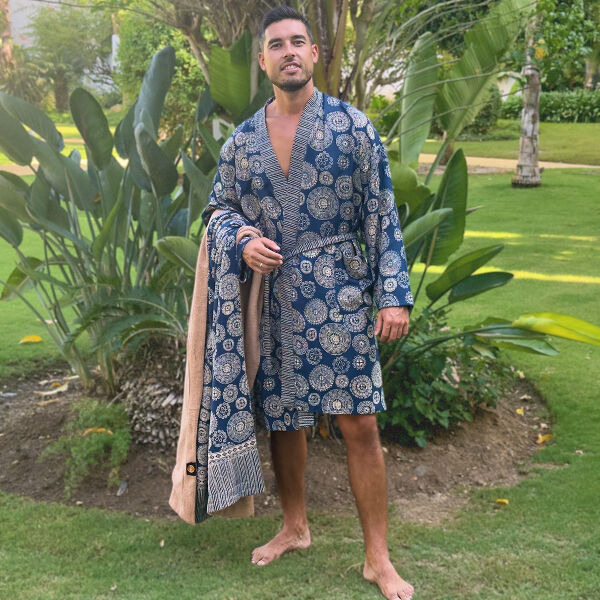 Bundel Balyy batik Kimono en Strandlaken Aztec Blue