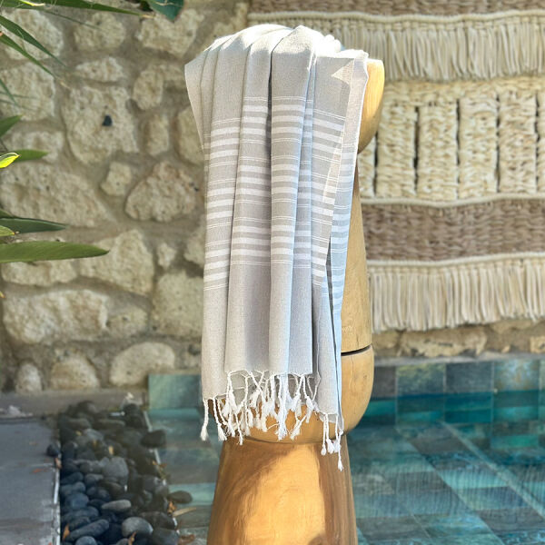 Hammam towel, Hamamtuch, Hamamdoek, serviette de hammam, Fouta Travel light Grey