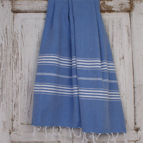 Hamamdoek Ottomania extra lang  Grieksblauw