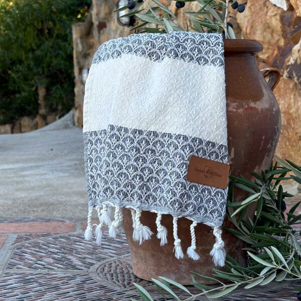 Set  van 2 kleine  Hamamdoekjes  Peacock Grey