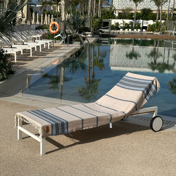 Hamamdoek Coconut  Beige - Blue