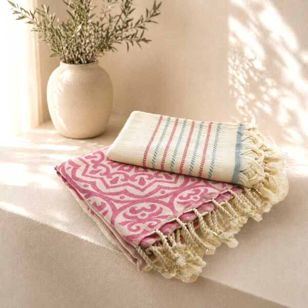 Hamamdoek Set van 2 stuks Grey- Pink