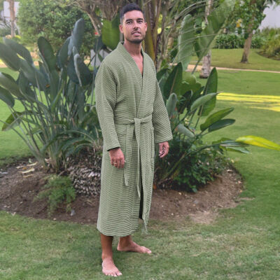 Unisex badjas Wafel Powder Green