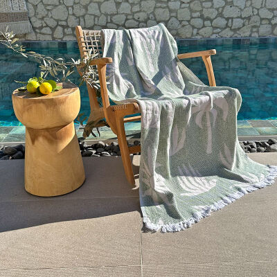 Hamamdoek Palm Beach Beige - Green