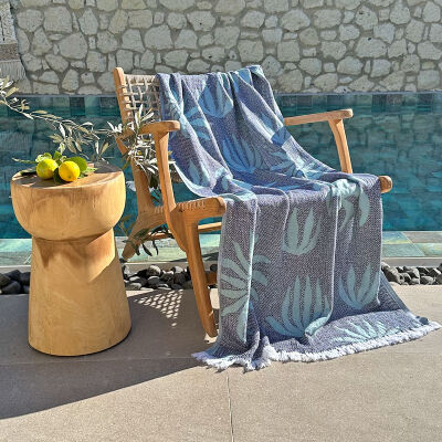 Hamamdoek Palm Beach Green - Dark blue