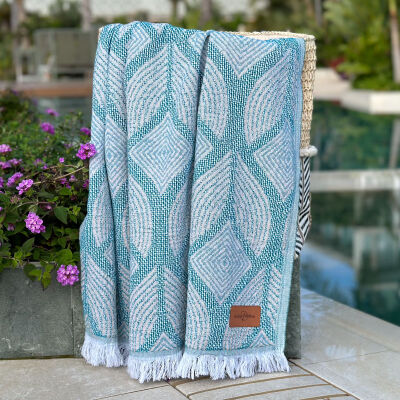 Hamamdoek Botanic Art Petrol-Taupe